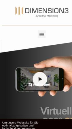 Vorschau der mobilen Webseite dimension3.de, Protour360 GmbH