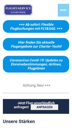 Vorschau der mobilen Webseite www.yachtpoolflights.de, Yacht-Pool Flight-Service GbR