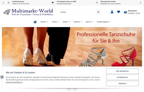Vorschau von www.tanzschuhe-kaufen.de, Multimarkt-World Tanzschuhe und Zubehör