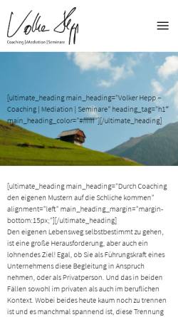 Vorschau der mobilen Webseite www.volkerhepp.com, Volker Hepp - Coaching für Männer