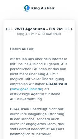 Vorschau der mobilen Webseite www.king-aupair.de, King Au Pair GbR
