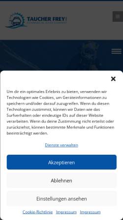 Vorschau der mobilen Webseite taucherfrey.de, TAUCHER FREY GmbH