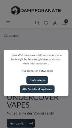 Vorschau der mobilen Webseite dampfgranate.de, Dampfgranate