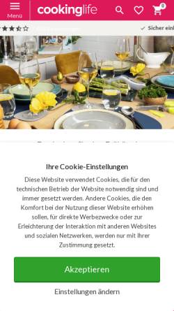 Vorschau der mobilen Webseite cookinglife.de, Cookinglife