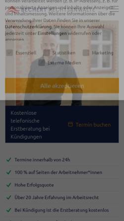 Vorschau der mobilen Webseite www.arbeitsrecht-berlin.de, Rechtsanwalt Martin Bechert