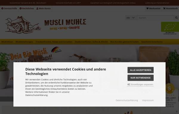 Vorschau von www.muesli-muehle.de, Müsli Mühle