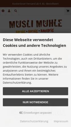 Vorschau der mobilen Webseite www.muesli-muehle.de, Müsli Mühle