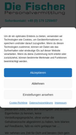 Vorschau der mobilen Webseite die-fischer.de, DIE FISCHER Personalvermittlung