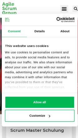 Vorschau der mobilen Webseite agilescrumgroup.de, Agile Scrum Group