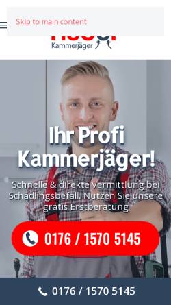 Vorschau der mobilen Webseite kammerjaeger-huber.de, Kammerjäger Huber
