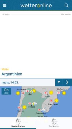 Vorschau der mobilen Webseite www.wetteronline.de, Wetter Online Argentinien