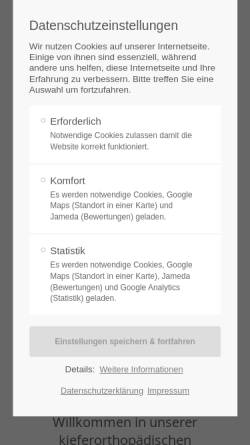 Vorschau der mobilen Webseite www.kieferorthopaede-oberhausen.de, Fachzahnarztpraxis für Kieferorthopädie an der Parkstrasse