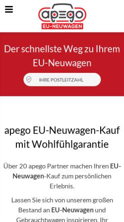 Vorschau der mobilen Webseite www.apego-eu-neuwagen.de, apego EU-Neuwagen