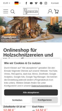 Vorschau der mobilen Webseite schnitzerklaus.com, Holzschnitzerei Klaus Kirchler