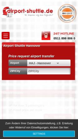 Vorschau der mobilen Webseite www.airport-shuttle.de, Airport Shuttle Hannover GmbH