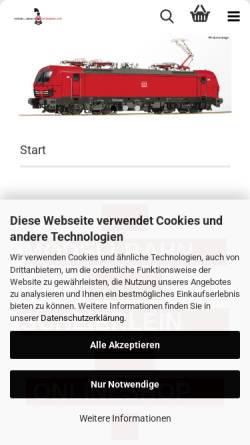 Vorschau der mobilen Webseite www.modellbahn-scheierlein.de, Modellbahn Scheierlein