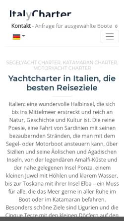 Vorschau der mobilen Webseite www.yachtcharteritalien.de, ItalyCharter