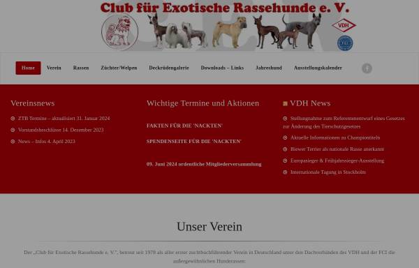 Vorschau von www.c-e-r.de, Club für Exotische Rassehunde e. V.