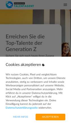 Vorschau der mobilen Webseite talentagent.de, Talentagent - Die Jobplattform für Absolventen