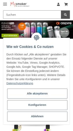 Vorschau der mobilen Webseite www.my-smoker.de, MySmoker