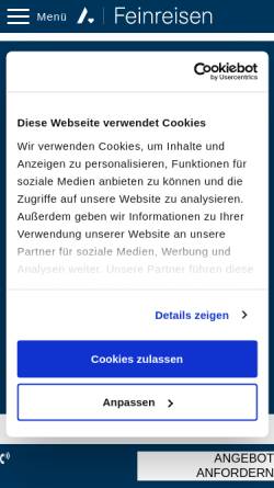 Vorschau der mobilen Webseite www.feinreisen.de, Feinreisen