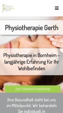 Vorschau der mobilen Webseite physiotherapiegerth.de, Physiotherapie Gerth