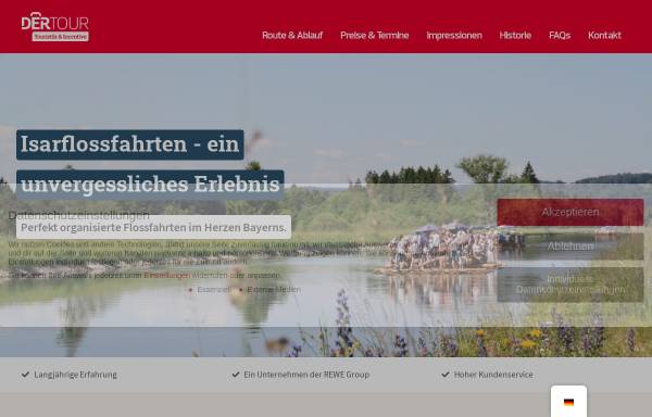 Vorschau von www.isarflossfahrten.biz, DER Deutsches Reisebüro GmbH & Co. OHG