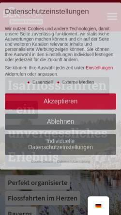 Vorschau der mobilen Webseite www.isarflossfahrten.biz, DER Deutsches Reisebüro GmbH & Co. OHG