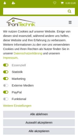 Vorschau der mobilen Webseite www.tronitechnik.de, Tronitechnik GmbH