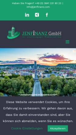 Vorschau der mobilen Webseite finanzberatung-jena.de, JenFinanz GmbH