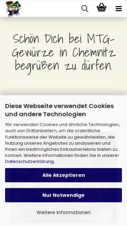 Vorschau der mobilen Webseite mtg-gewuerze.de, MTG-Gewürze
