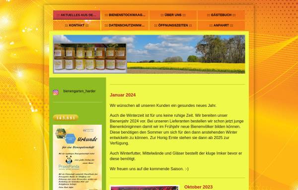 Vorschau von www.bienengarten-harder.de, Bienengarten Harder