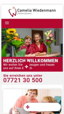 Vorschau der mobilen Webseite www.zahnarzt-wiedenmann.de, Zahnarztpraxis Camelia Wiedenmann