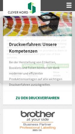 Vorschau der mobilen Webseite clever-nord.de, Clever Etiketten GmbH Nord