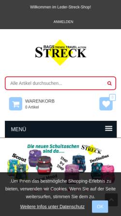 Vorschau der mobilen Webseite www.leder-streck.de, STRECK