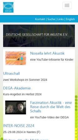 Vorschau der mobilen Webseite www.dega-akustik.de, Deutsche Gesellschaft für Akustik e.V.