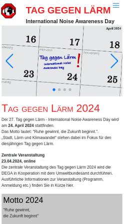 Vorschau der mobilen Webseite www.tag-gegen-laerm.de, Tag gegen Lärm