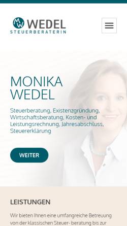 Vorschau der mobilen Webseite www.steuerberatung-wedel.de, Kanzlei Monika Wedel