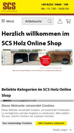 Vorschau der mobilen Webseite www.scs-holzshop.de, SCS Holz