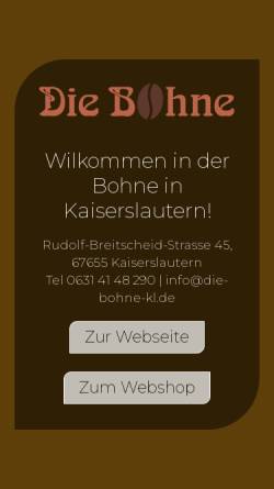 Vorschau der mobilen Webseite www.die-Bohne-Kl.de, Die-Bohne-Kl