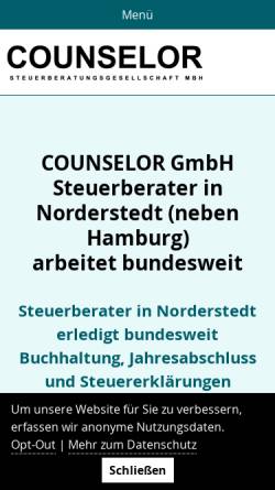 Vorschau der mobilen Webseite www.counselor.de, COUNSELOR Steuerberatungsgesellschaft mbH