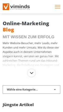 Vorschau der mobilen Webseite blog.viminds.de, viminds - Digitalmarketing GmbH