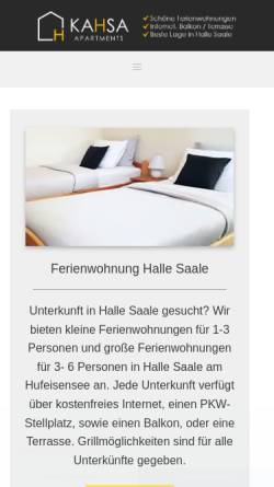 Vorschau der mobilen Webseite kahsa.de, Ferienwohnung Halle Saale - KAHSA Apartments