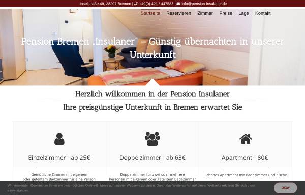 Vorschau von www.pension-insulaner.de, Pension Insulaner