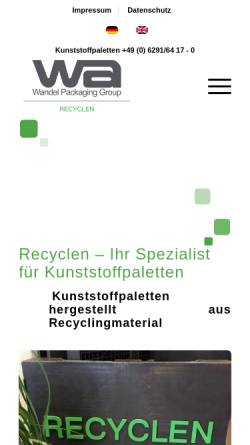 Vorschau der mobilen Webseite www.recyclen.de, Plastikpack GmbH