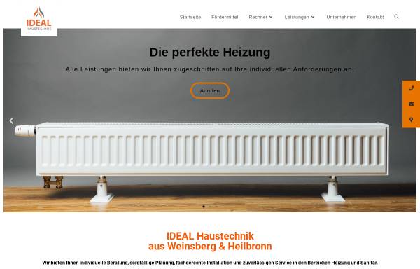 Vorschau von www.idealheizen.de, IDEAL Heizung Sanitär Solar Elektro GmbH