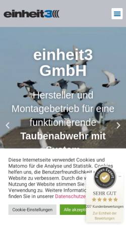 Vorschau der mobilen Webseite einheit3.de, einheit3 GmbH