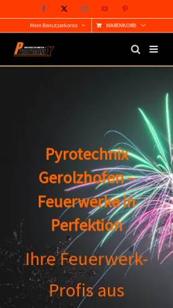 Vorschau der mobilen Webseite www.pyrotechnix.de, Pyrotechnix Gerolzhofen