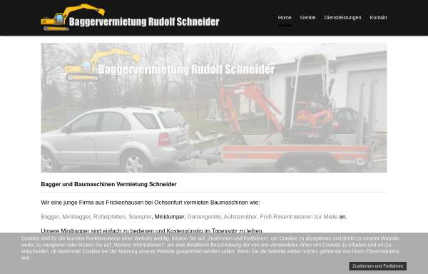 Vorschau von www.bagger-baumaschinen-vermietung-schneider.de, Baggervermietung Rudolf Schneider
