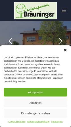 Vorschau der mobilen Webseite pflanzenvielfalt-braeuninger.de, Gartenfachbetrieb Bräuninger